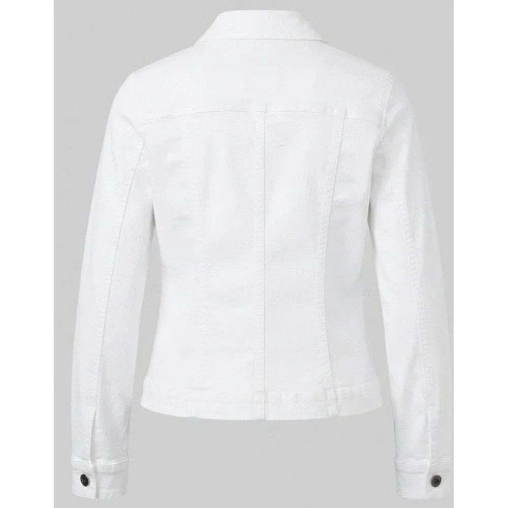 Talbots White Jacket Women's Size 2 Denim-Style Cotton Blend Stretch Button EUC